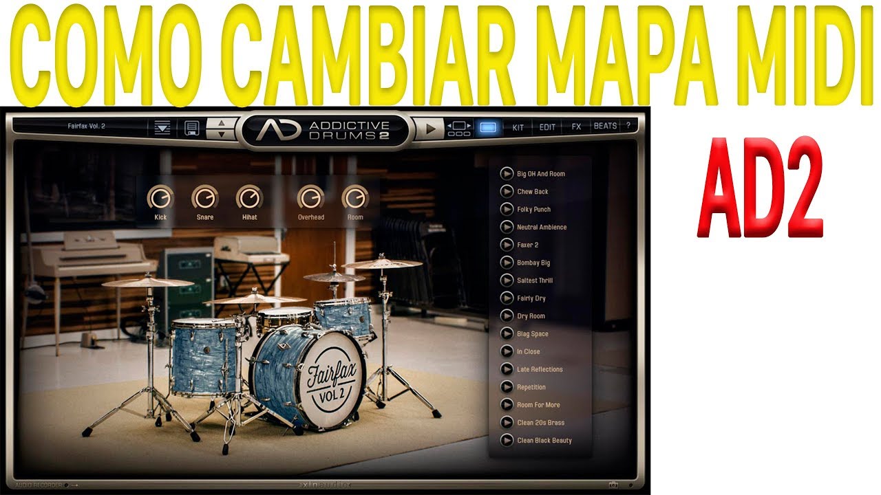 Addictive Drums 2 - Como cambiar mapa midi