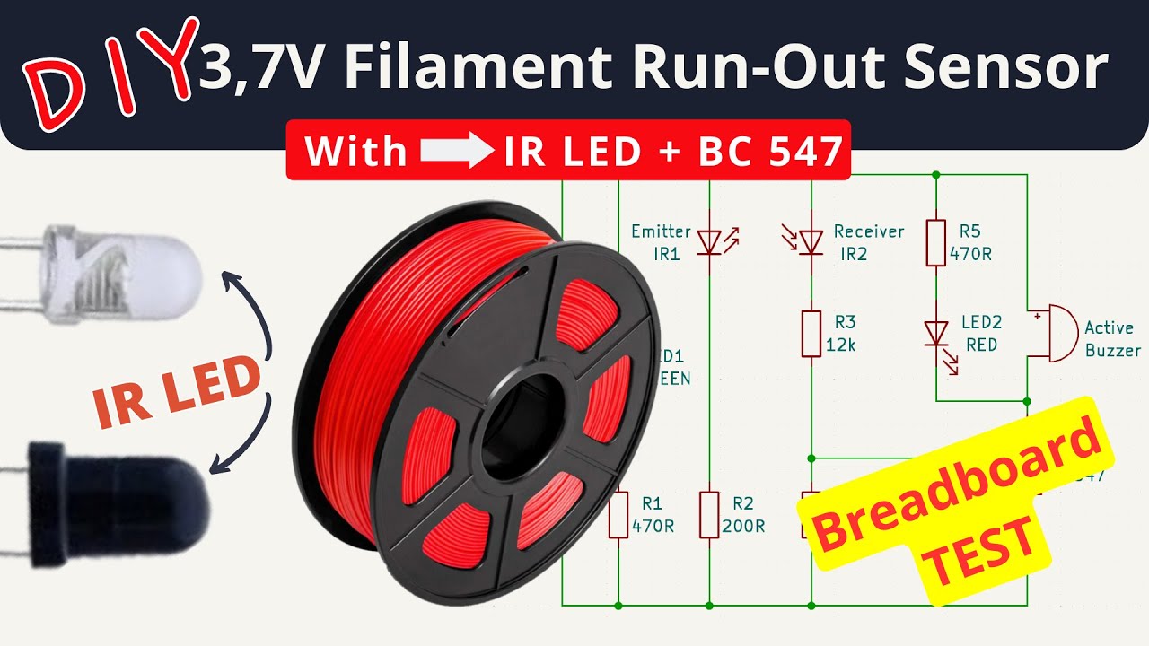 DIY | How to make a Simple 3,7V Filament Run-Out Sensor Alarm With IR + BC547 #electronic #circuit