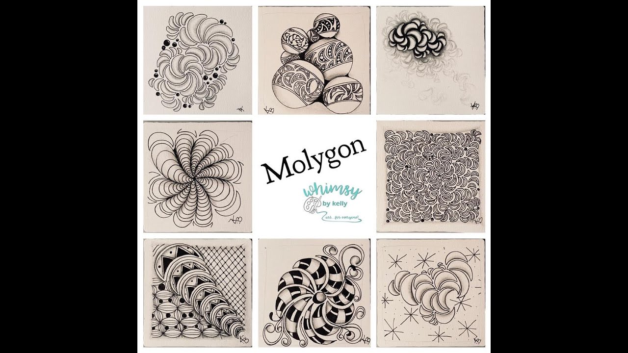 Molygon (Zentangle® Pattern) drawn by Kelly Barone, CZT