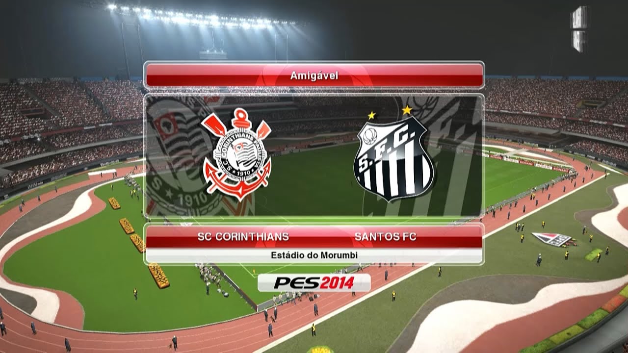 PES 2014 - GAMEPLAY CORINTHIANS X SANTOS - NARRAÇÃO SILVIO LUIZ