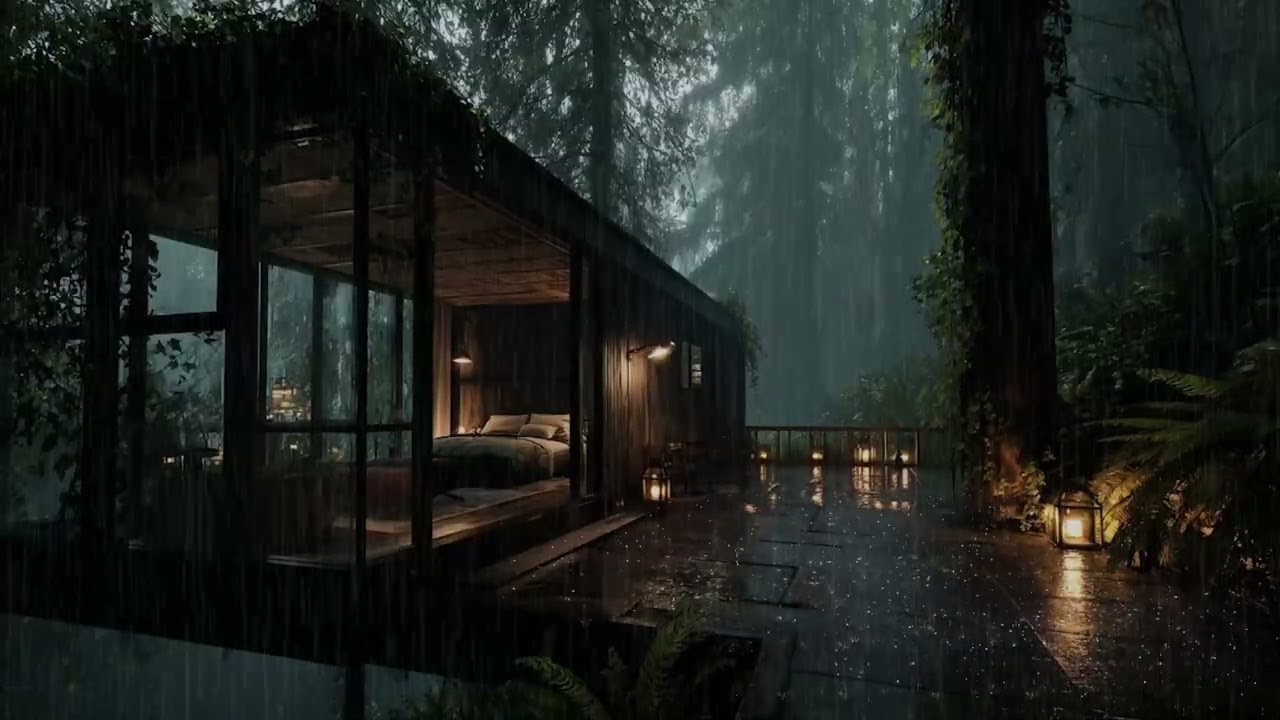 Heavy Tropical Rain | Night Forest Sleep Atmosphere [No Music]