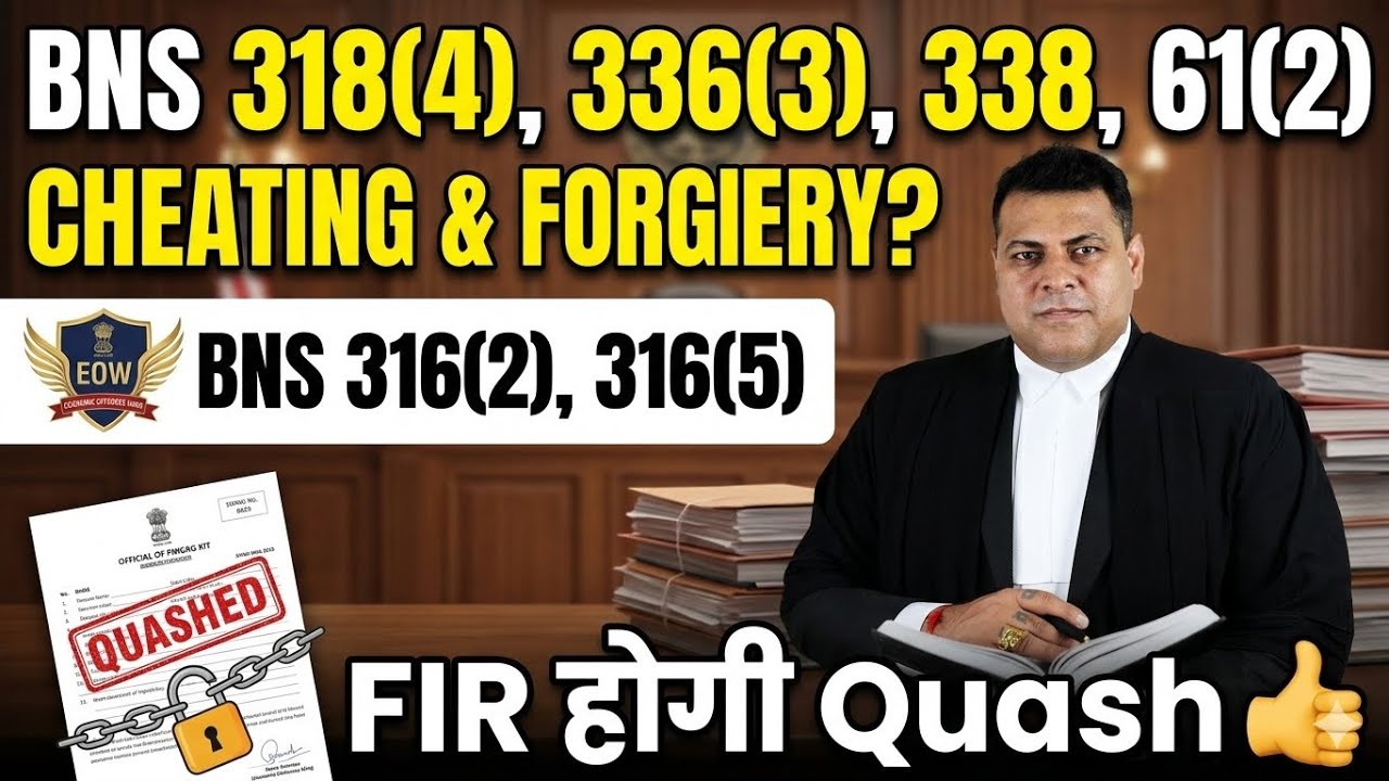 Cheating & Forgery BNS 318(4),336(3),338,61(2) & 316(2),316(5) EOW Matters (FIR होगी Quash)