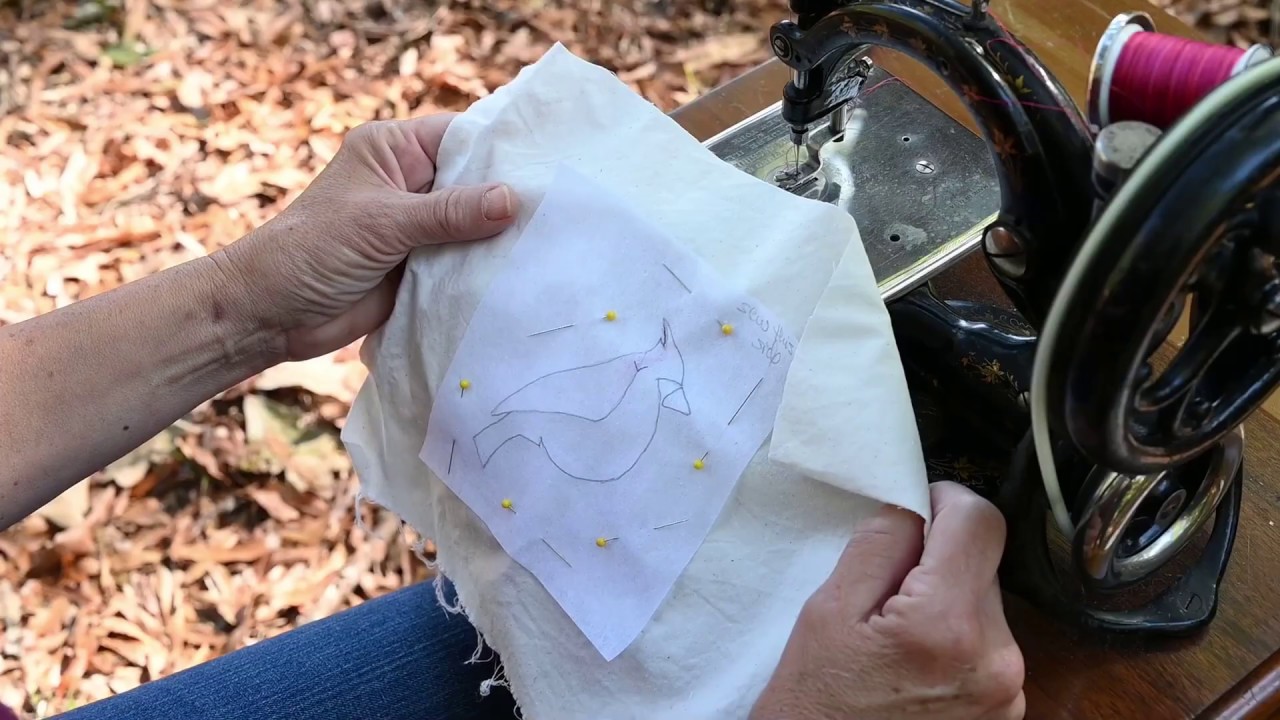 Using a Eldredge Automatic Chain Stitch hand crank sewing machine