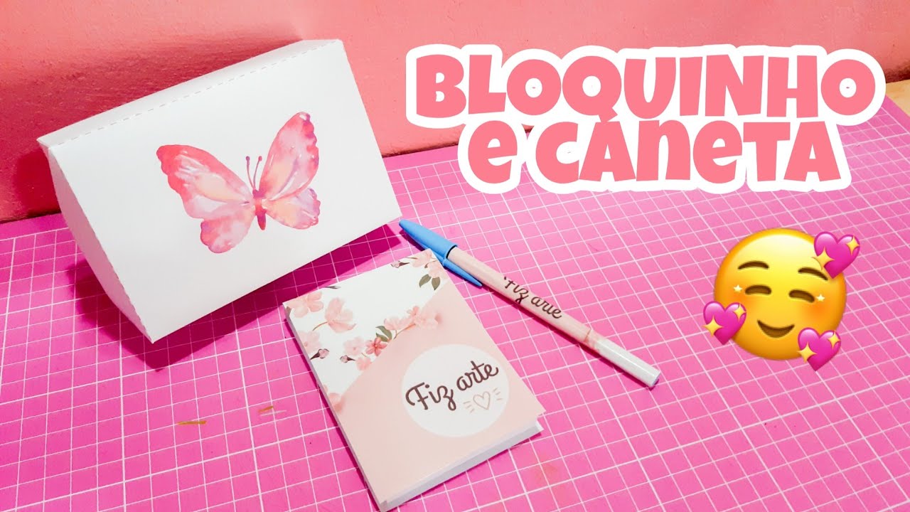 PASSO A PASSO BLOQUINHO COM CANETA + CAIXINHA