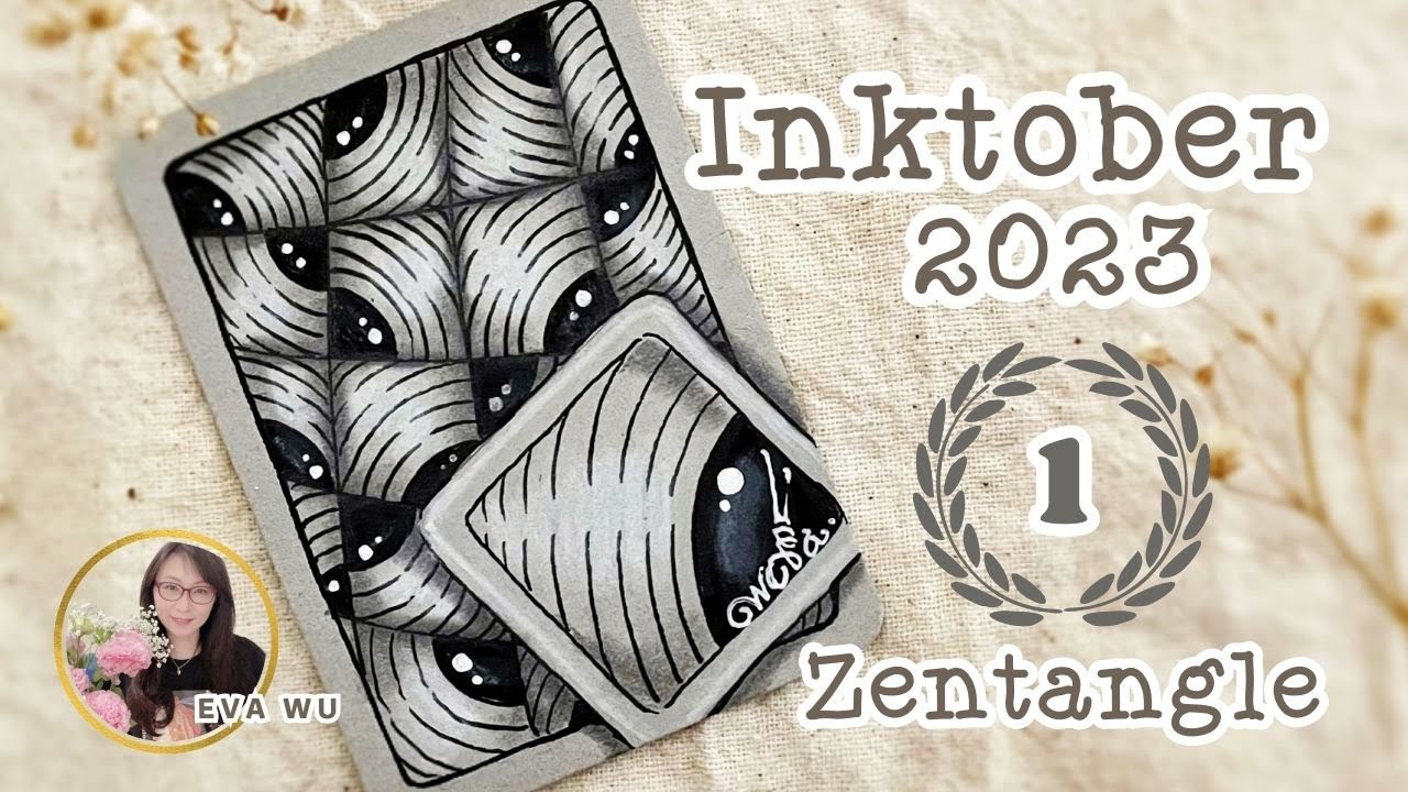 Day 1 Inktober 2023 Zentangle Tangle #BEELIGHT 禪繞畫 #2377 by Eva Wu ゼンタングル ATC tile