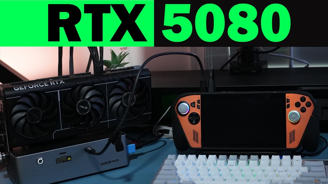 Внешняя видеокарта RTX 5080 на Xbox Ally X — реальные тесты и геймплей AAA-игр.