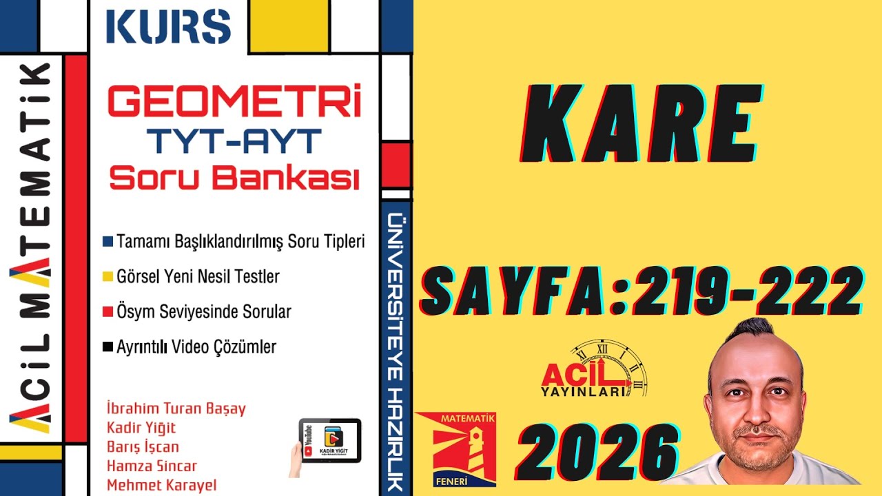📘 Kurs Geometri TYT–AYT  Soru Bankası | KARE | Acil Yayınları 2026 Syf 219-222