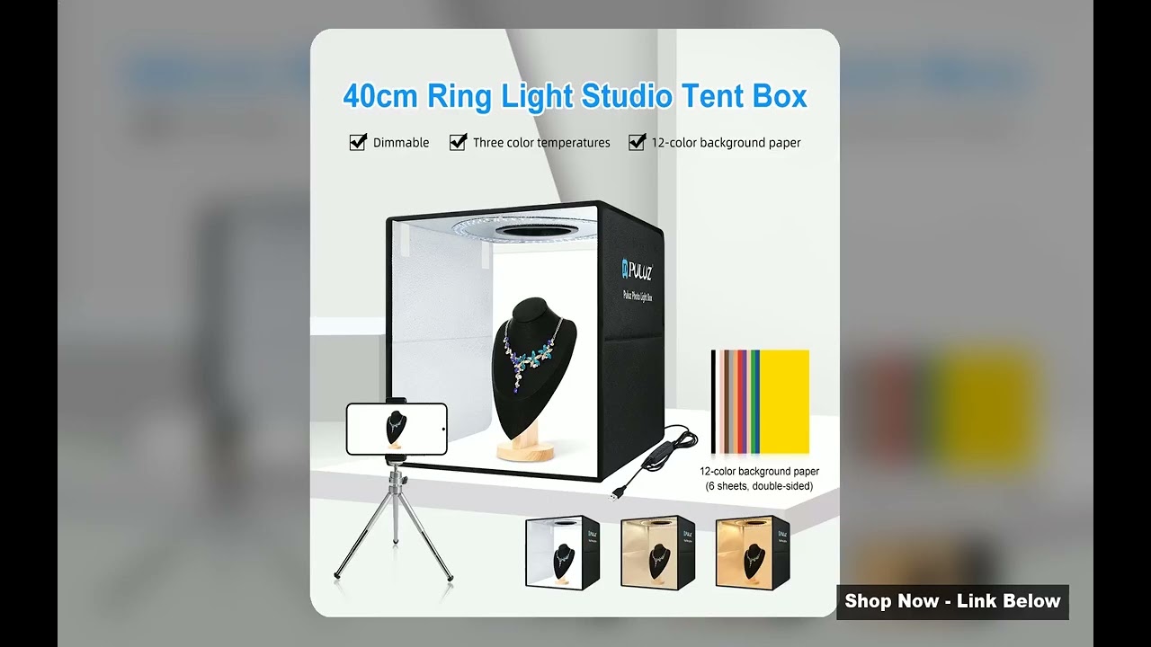 PULUZ 40cm Folding Portable Ring Light USB Photo Lighting Studio Shooting Tent Box with 6 x Dualside