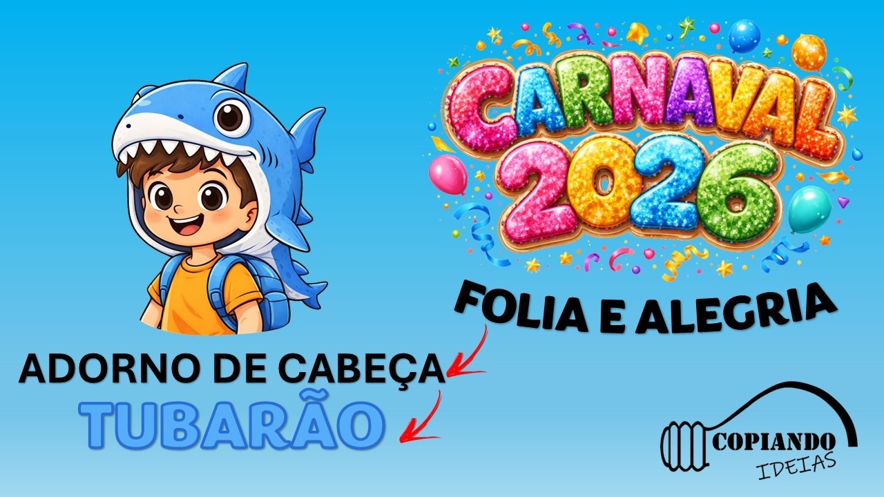 Carnaval 2026!! Folia e alegria!!  Adorno de cabeça de tubarão!!!