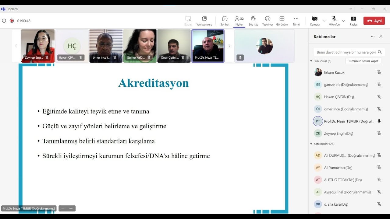 Prof. Dr. Nezir TEMUR 'un Türkçe Dil Öğrenim Merkezlerinde Akreditasyon Kalite Çalışmaları Semineri