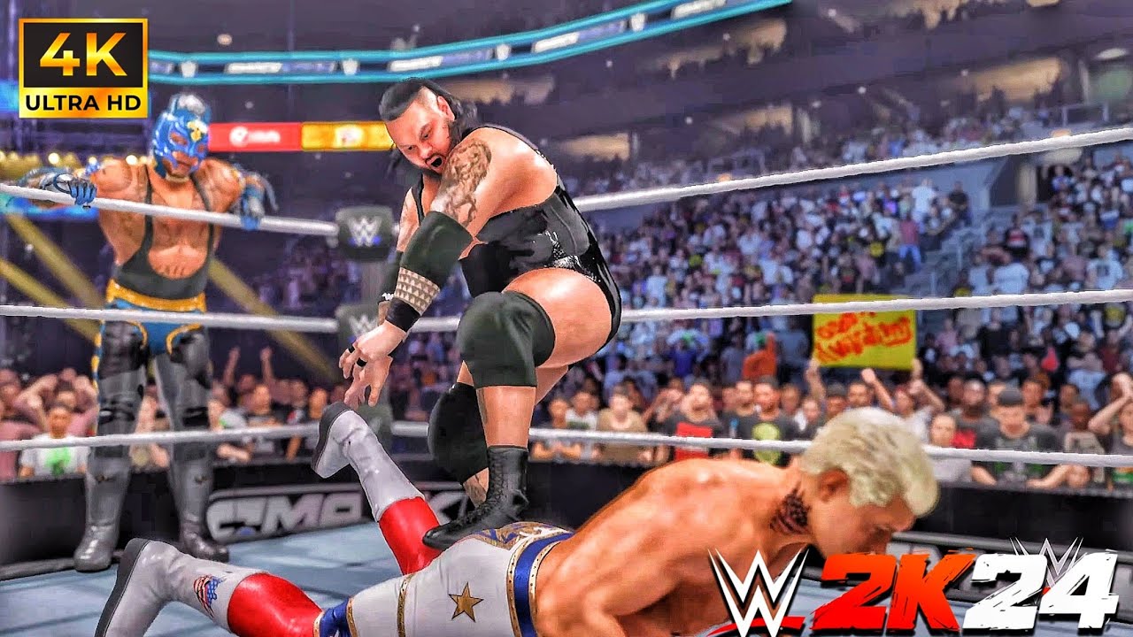 Cody Rhodes and Rey Mysterio vs Shinsuke Nakamura and Bronson Reed Tag Match WWE2K24 Gameplay
