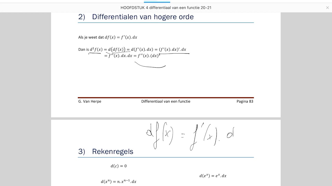 H4 - video1   Differentiaal  algemeen, definitie, toepassing