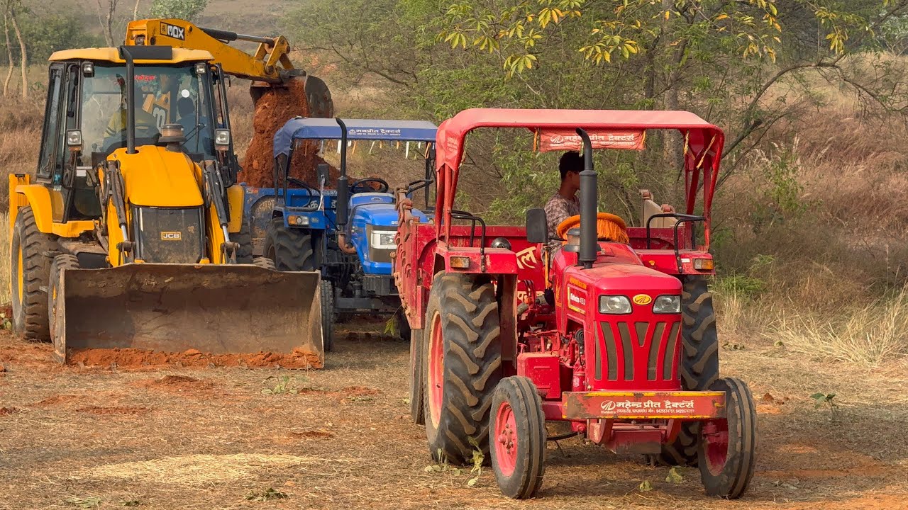Tractor Sonalika Mahindra JCB 3DX Backhoe Plus Loading Mud l JCB 3DX Xpert Loading Mud making Farm