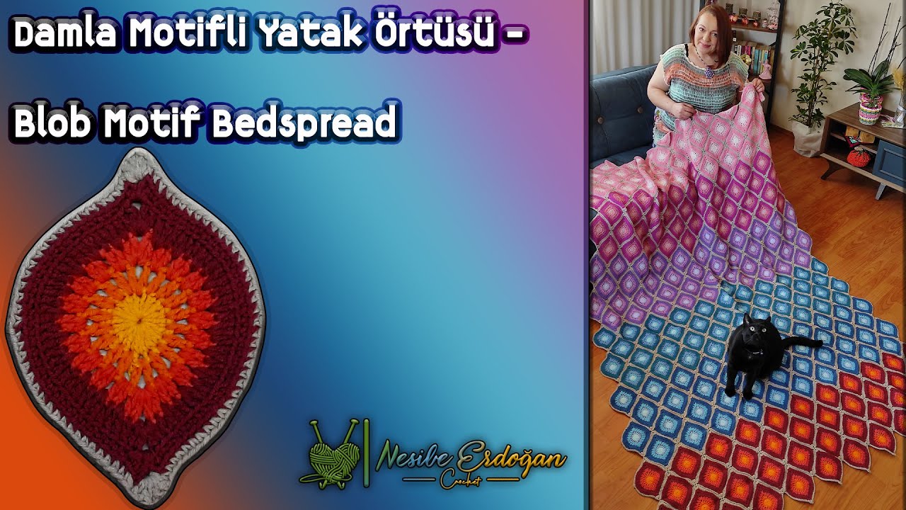 Damla Motifli Yatak Örtüsü Yapımı - How to make Crochet Blob Blanket #Handmade #Crochet