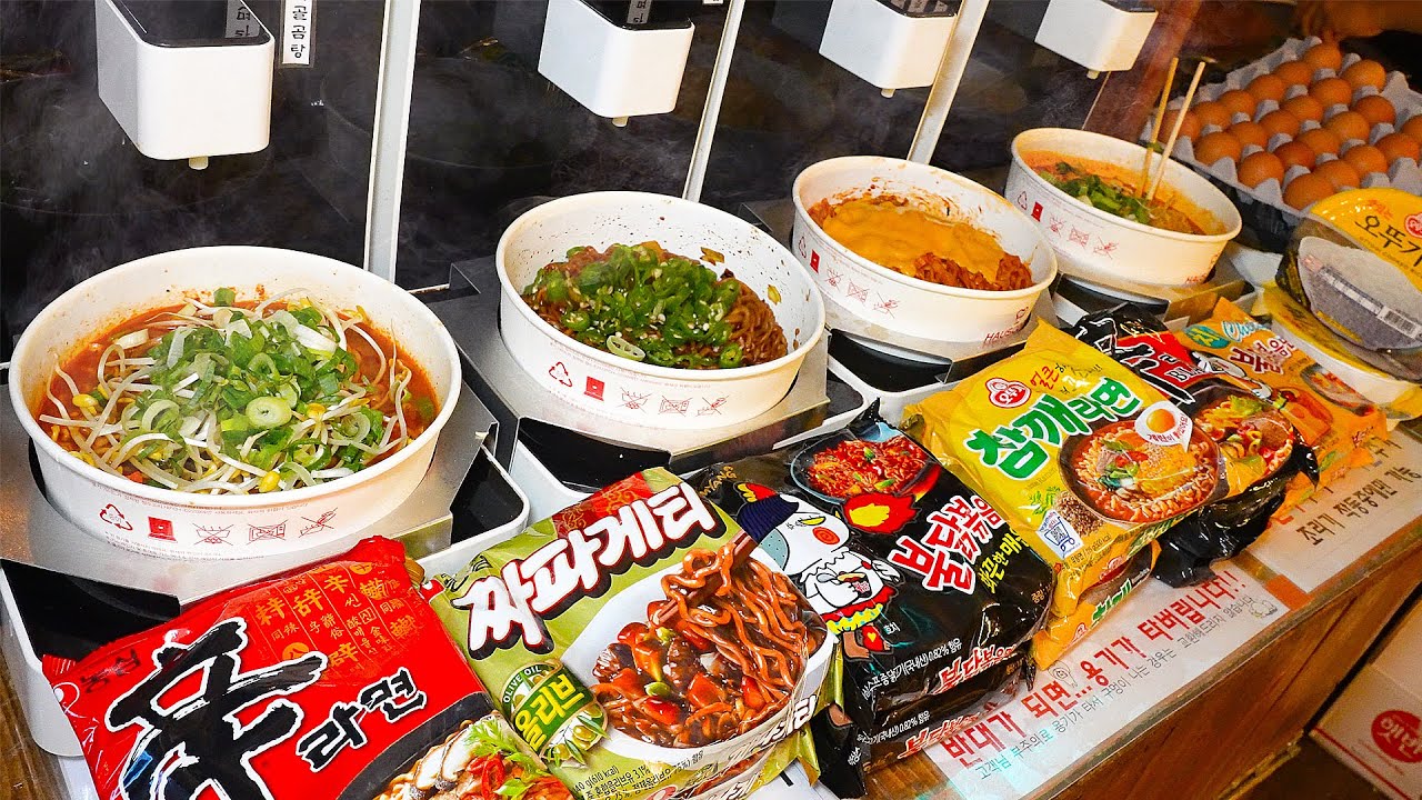 언제까지 편의점 사발면만 먹을꺼야? 모든 라면이 다있다! 치즈, 토핑 무료~ 24시 무인 라면 편의점┃Amazing! Ramen store / Korean street food