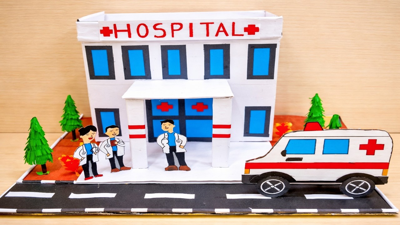 hospital model making using cardboard and paper | health & cleanliness | howtofunda | DIY | still