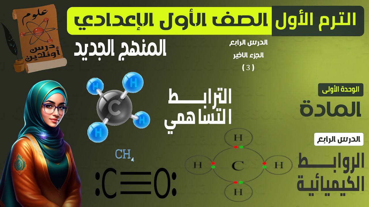 D3- علوم الصف الأول الإعدادي الترم الاول (2026) المنهج الجديد - الدرس الرابع ( الترابط التساهمي  )
