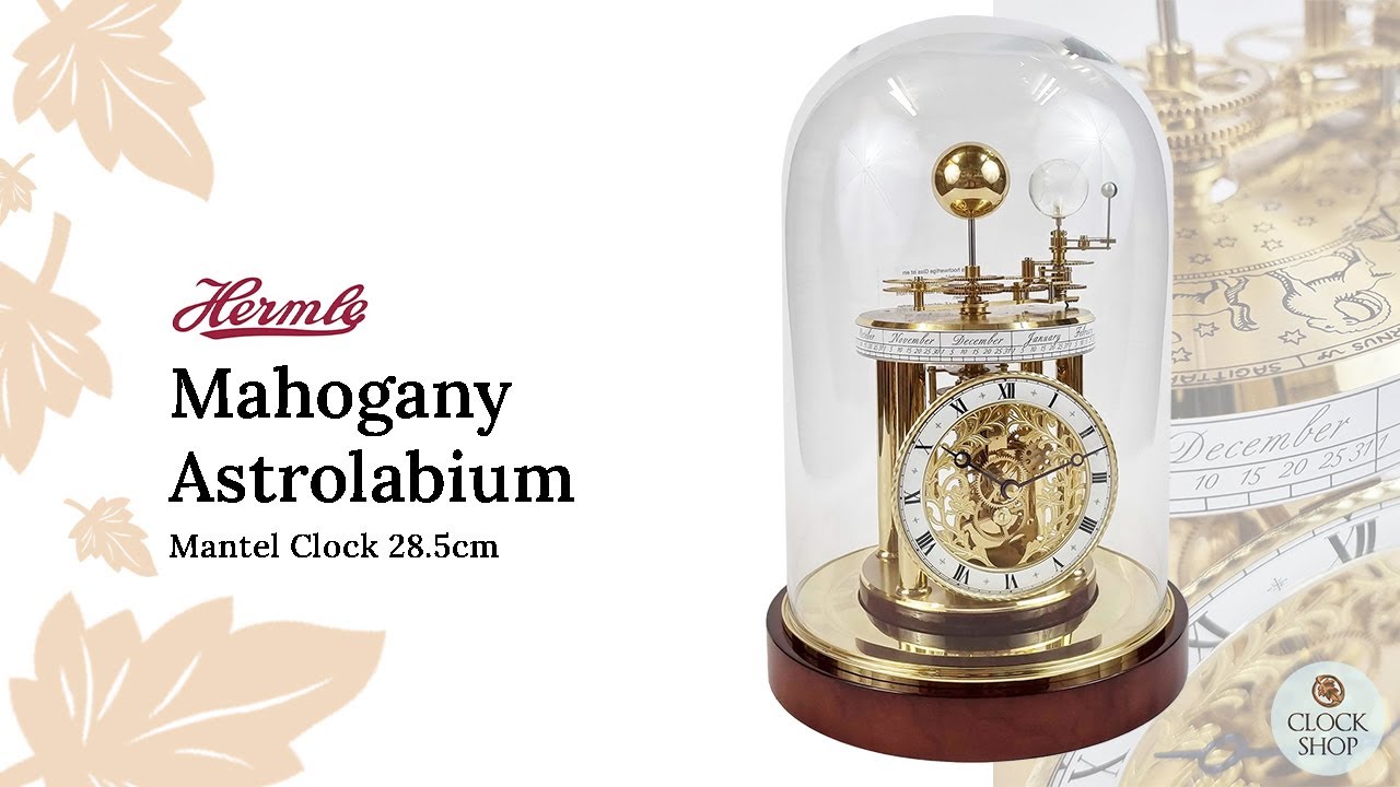 28.5cm Mahogany Astrolabium Mantel Clock By Hermle