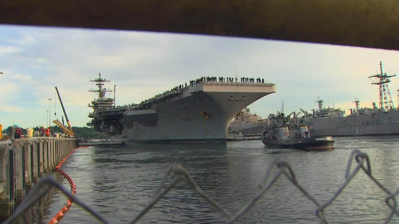USS Theodore Roosevelt docks in Bremerton for next year and a half