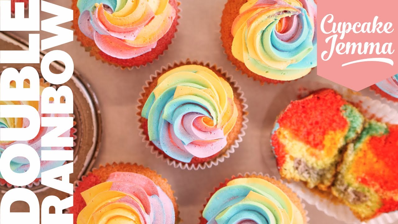 Double Rainbow Cupcake Recipe & Tutorial! | Bake with Sally | Cupcake Jemma