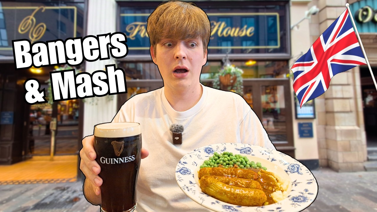 AMERICAN tries BANGERS and MASH!!!