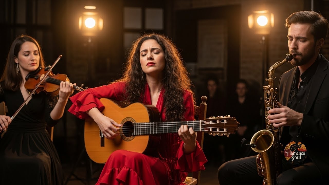 Flamenco Trio Live – Sax × Violin × Guitar Fusion for Relax, Study & Night Ambience