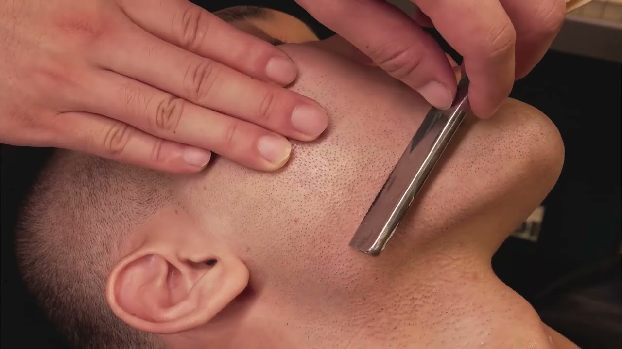 💈ASMR Rare Razor Shave|A beard as hard as steel, superb skills, 🪒correct old-fashioned wet shaving.