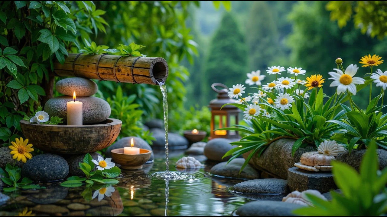 Mindful Relaxation🌿Bamboo Water Sounds for Anxiety, Sleep | Peace