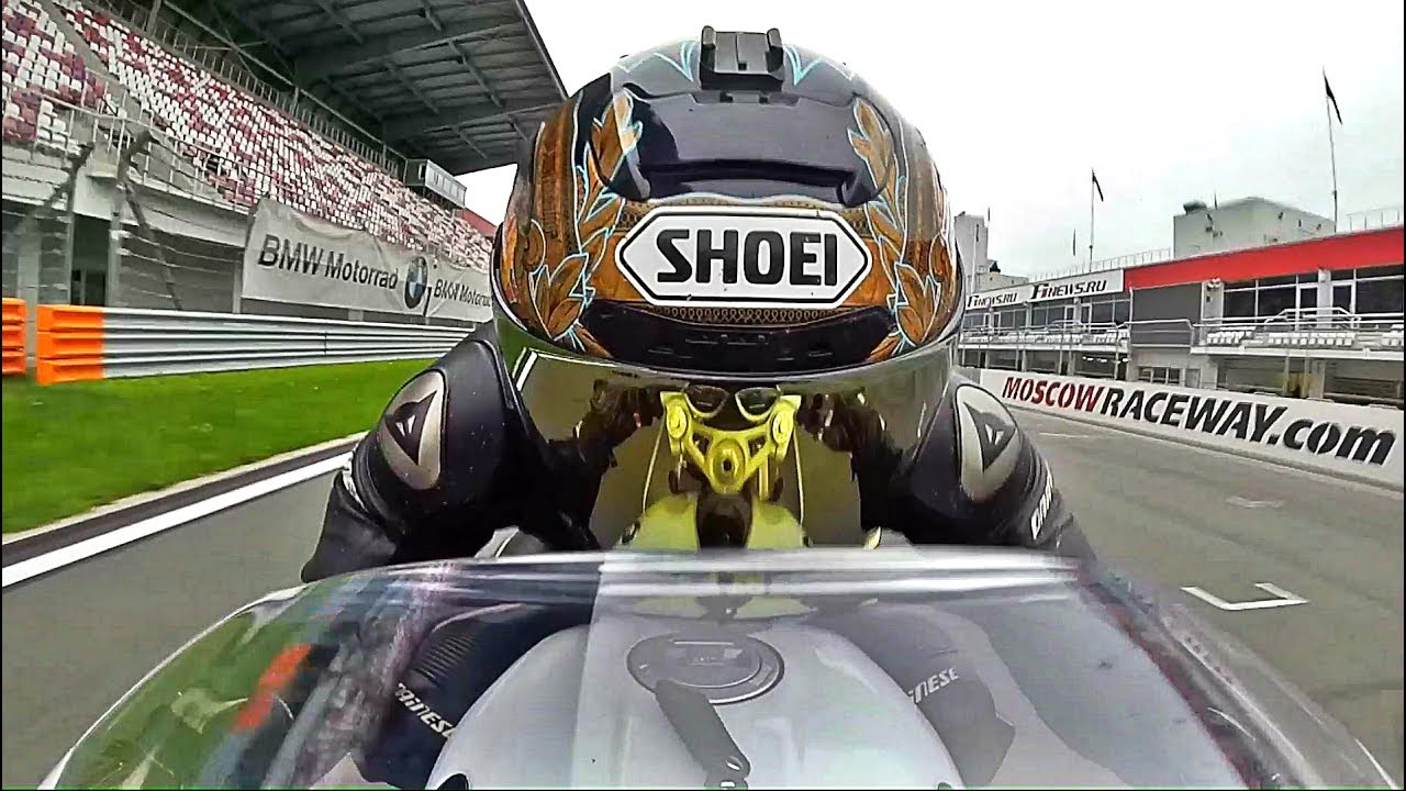 BMW R nineT Racer on race track. 2 onboard cameras.