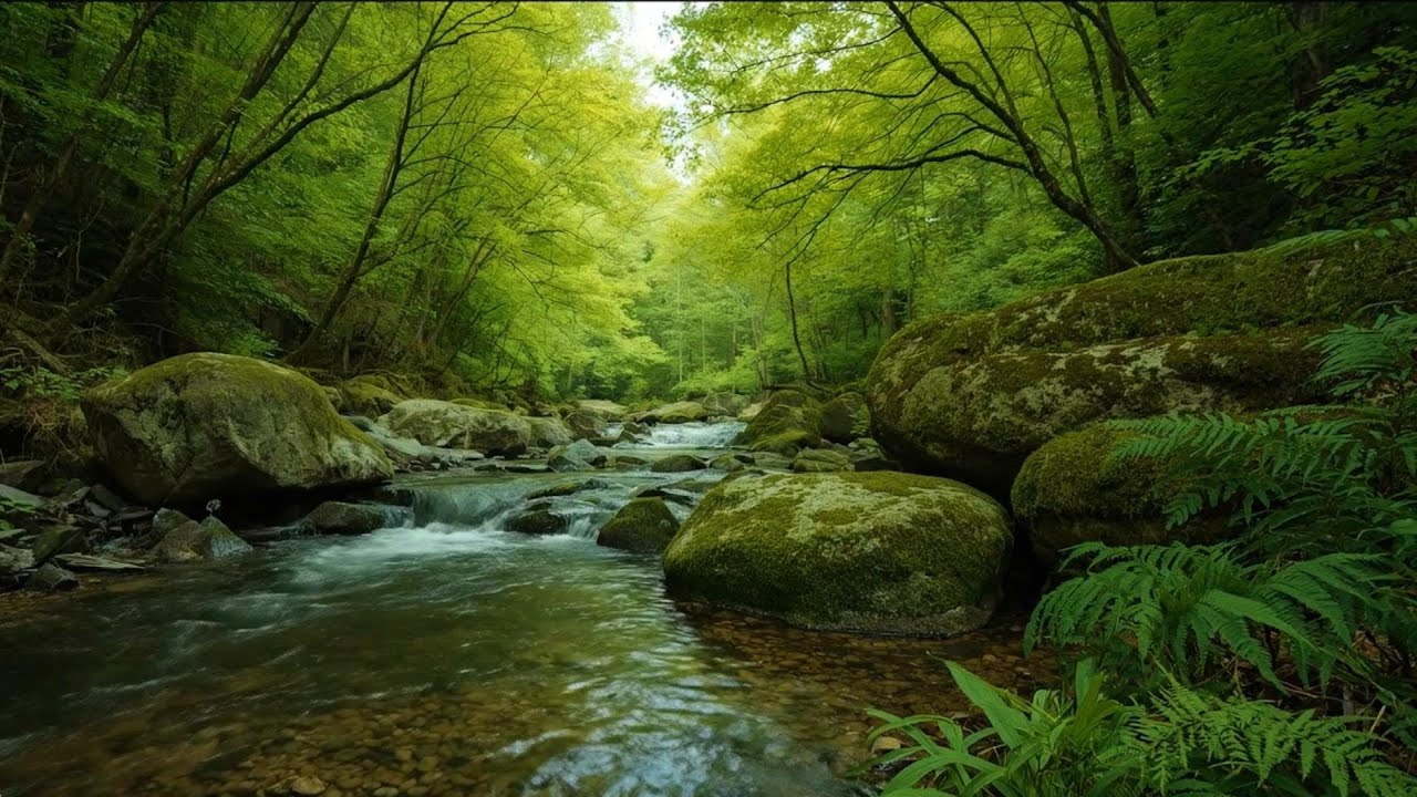 Natural River Flow and Birds Sounds | Peaceful Nature Ambience for Relaxation