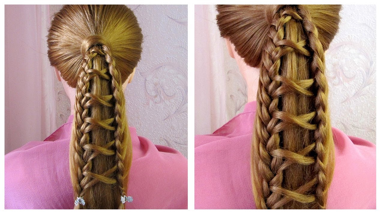 Coiffure avec tresses 🌺 Queue de cheval originale cheveux mi long/long 🌺 facile &agrave; faire