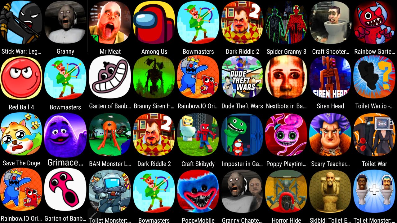 Garten Of Banban 8,Poppy Playtime,AmongUs,Roblox,Hello Neighbor,Dark Riddle,Baby In Yellow,Ice Cream
