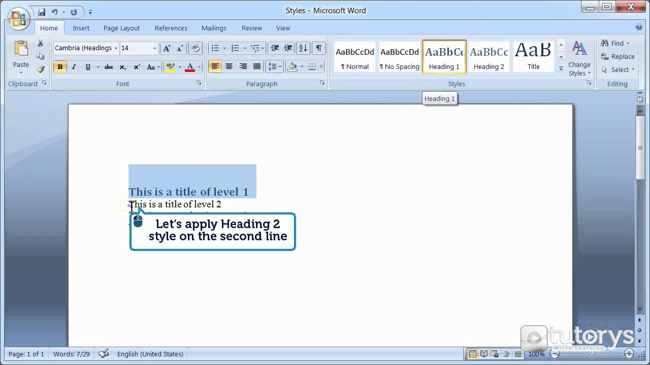 How to use the predefined styles with Word 2007?
