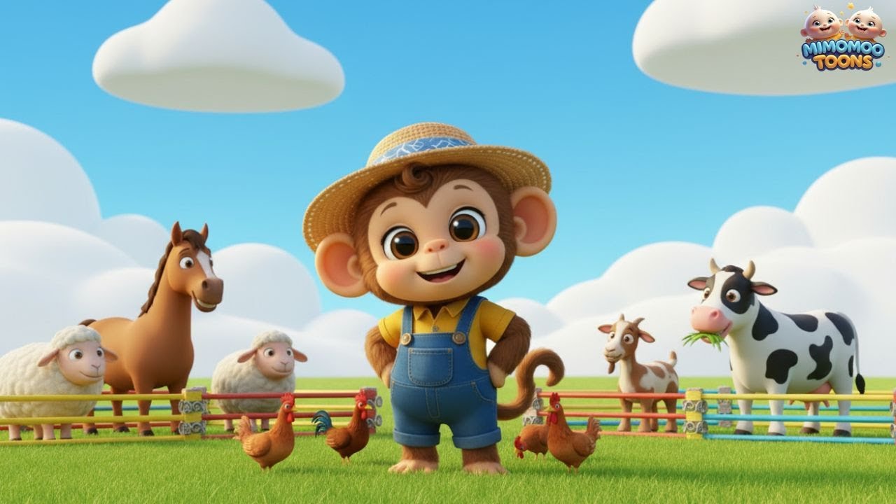Smart Monkey Farm Life 🐒 | Cows, Buffalos, Chickens, Sheep & Fishing 🎣 | Funny Animal Cartoon