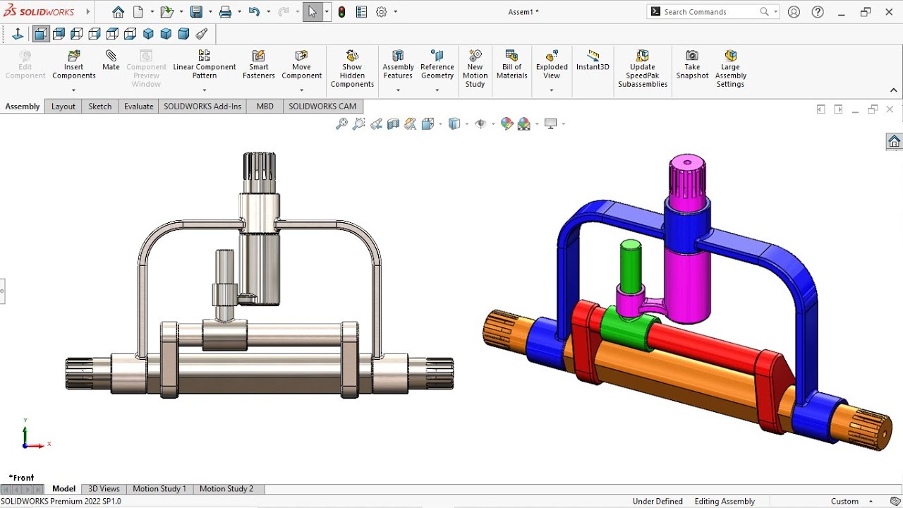 Solidworks mechanical principle tutorial | Parts assembly and animation | Motion analysis |