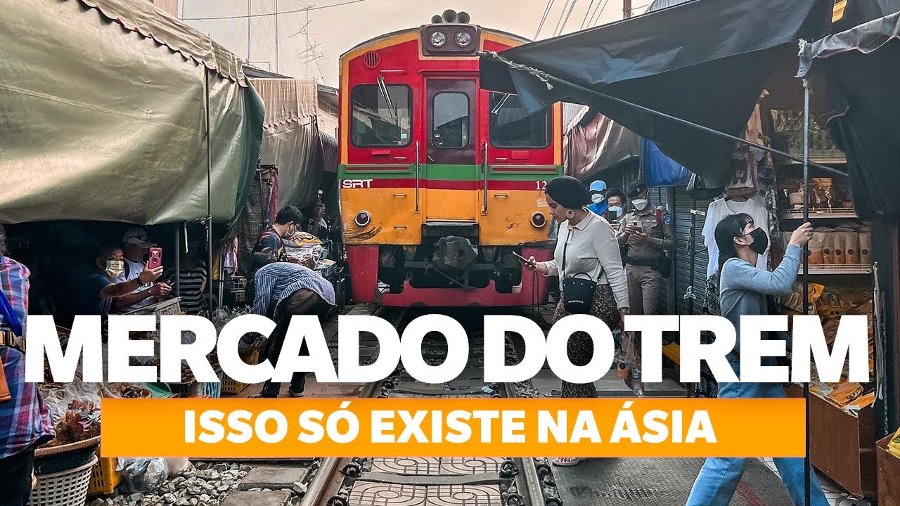 O TREM PASSA POR CIMA DA FEIRA! Mercado do trem de Maeklong e o Mercado Flutuante na Tailândia