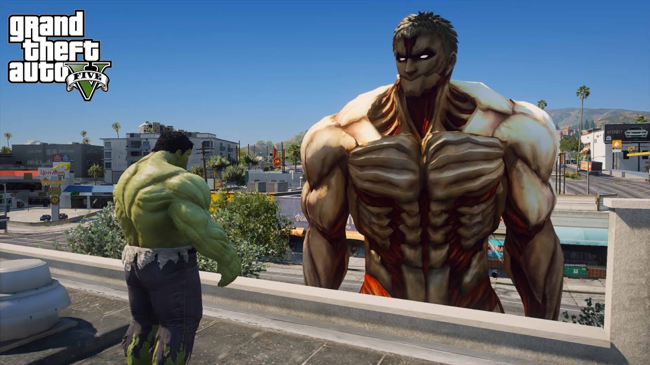 GTA 5 - Hulk VS Armored Titan in Los Santos
