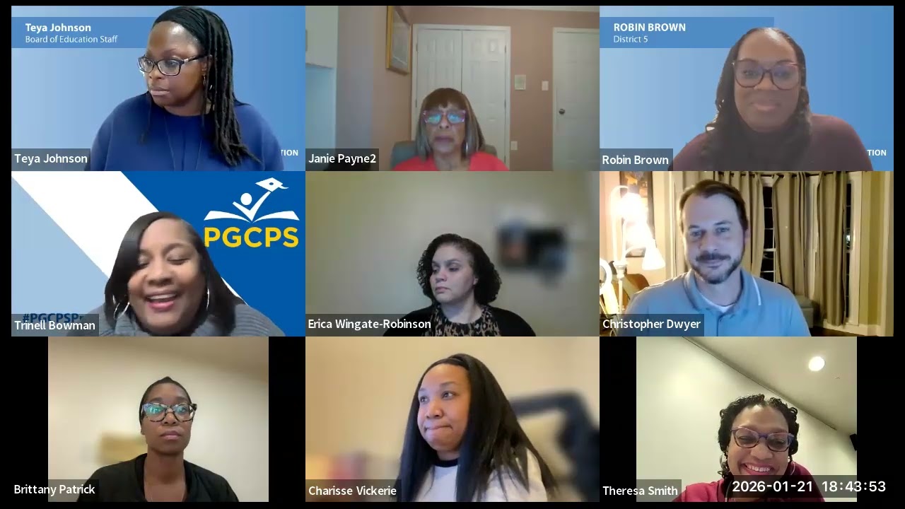 Prince George's County Board of Education Disability Issues Advisory Board Meeting January 21, 2026