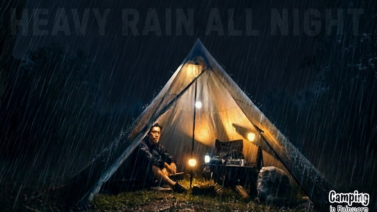 EPIC RAINSTORM CAMPING at Night‼️ Camping in Long Heavy Rain with Cozy Tent || Sound of Rain ASMR
