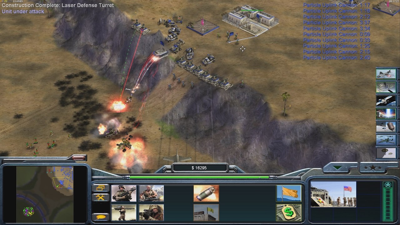 USA Laser - Command & Conquer Generals Zero Hour - 1 vs 7 HARD Gameplay