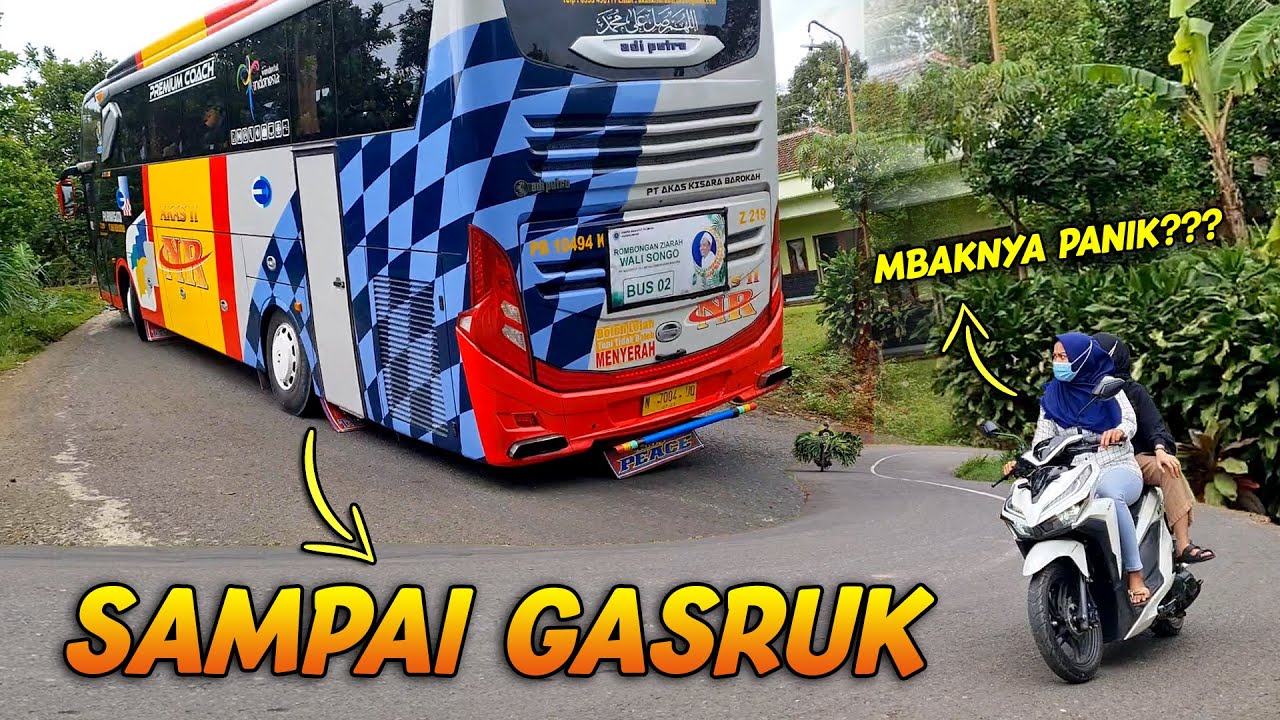 KONVOY 12 BUS AKAS HAMPIR TIDAK KUAT DI TANJAKAN LETER S MURIA