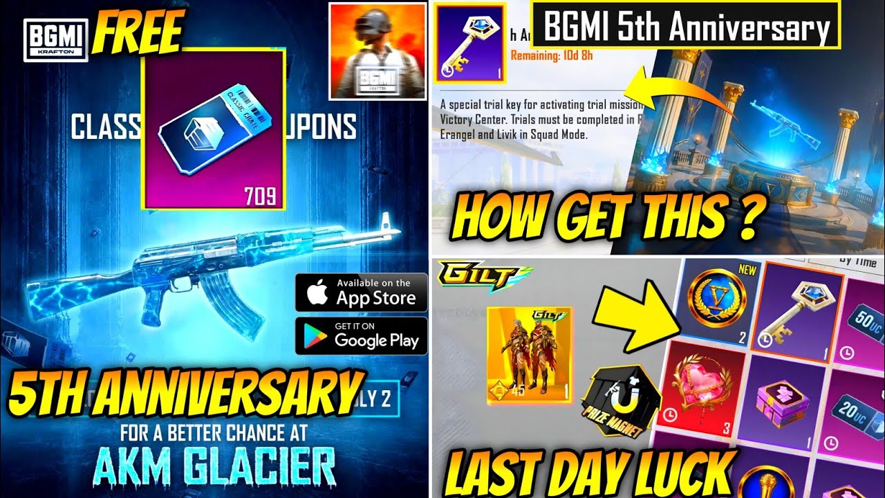 BGMI 5th ANNIVERSARY TRIAL KEY USE | FREE GLACIER AKM IN BGMI | SPARTAN KING ULTIMATE CRATE OPENING