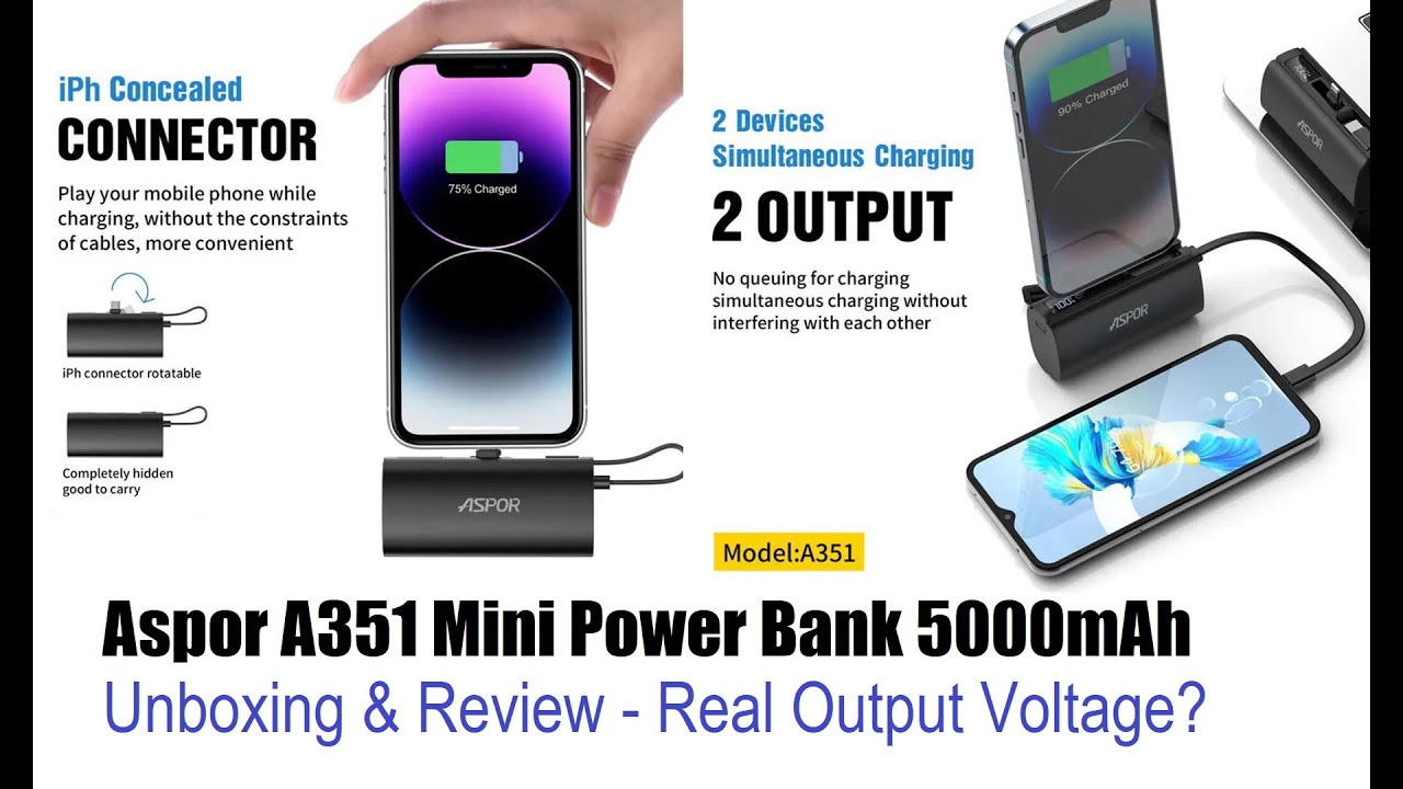 Aspor A351 5000mAh mini Power Bank - unboxing & Review - real output voltage? real performance?