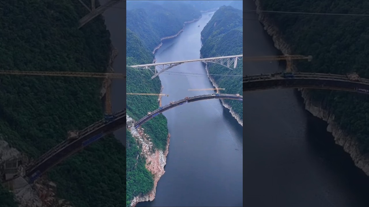 520 meters across the Jiangjie River Bridge #infrastructure #bridge #technology #mountains