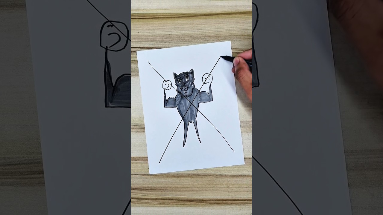Drawing Cartoon Cat 😨 #shorts #cartooncat #horror #creepy #drawing