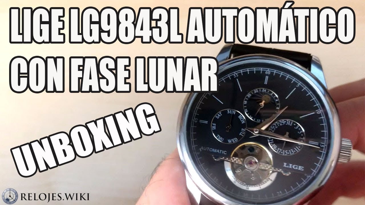 Reloj Lige LG9843L Automático con Fase Lunar. Unboxing en Español