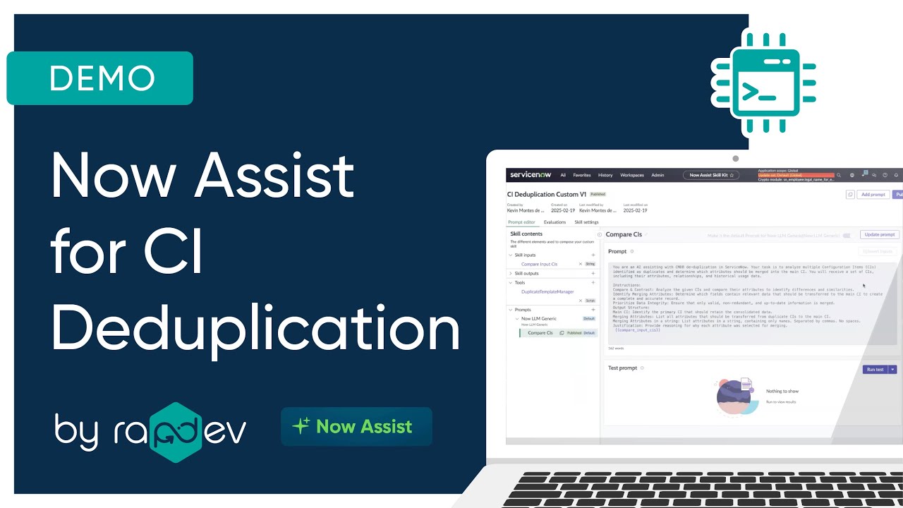 Now Assist for CI Deduplication I RapDev ServiceNow Demo