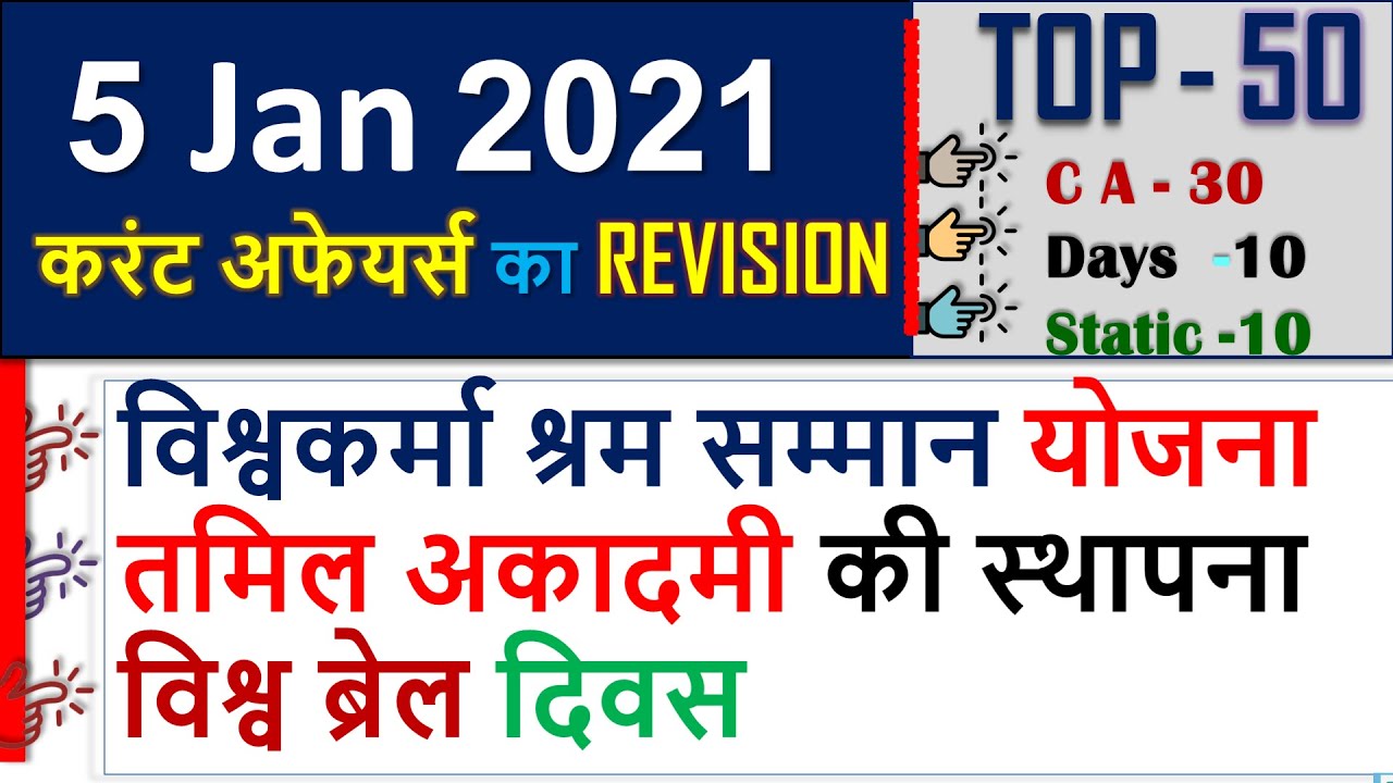 5 January Current affairs 2021 | Current gk -UPSC, Railway,SSC, SBI