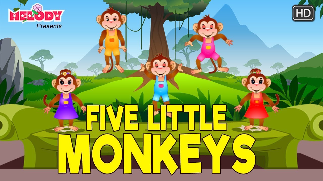 Five Little Monkeys Jumping on the Bed with Lyrics | English Rhyme | Animated Rhyme for Kids