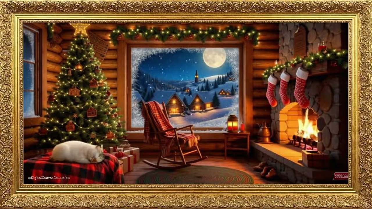 Christmas Cabin Interior - Relaxing Holiday Aesthetic